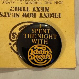 Kenny Rogers Black and Gold Button Pin Vintage
